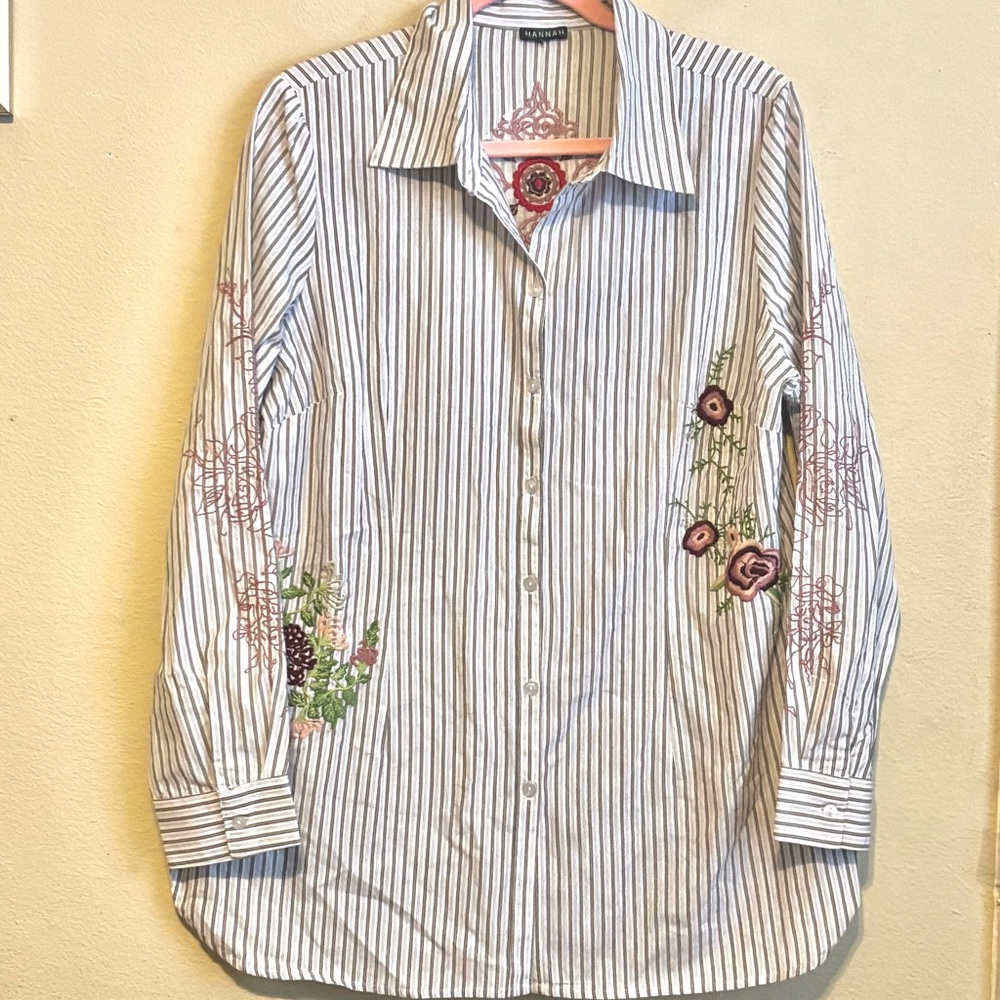 Womens Button Down Embroidered Shirt by Hannah Large